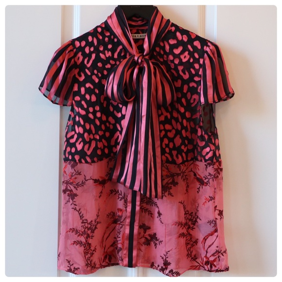 ALICE + OLIVIA Jeannie Tie Neck Blouse - Picture 8 of 12